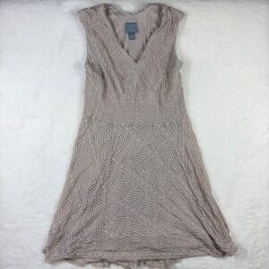 Rabbit Rabbit Rabbit Petite Lace V-Neck Smocked Waist Dress Taupe Size 10P